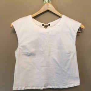 LACAUSA White Top with Lace Up back
